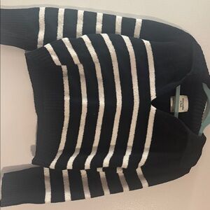 Abercrombie & Fitch Black and White Stripped Sweater with Shawl/Wide Collar